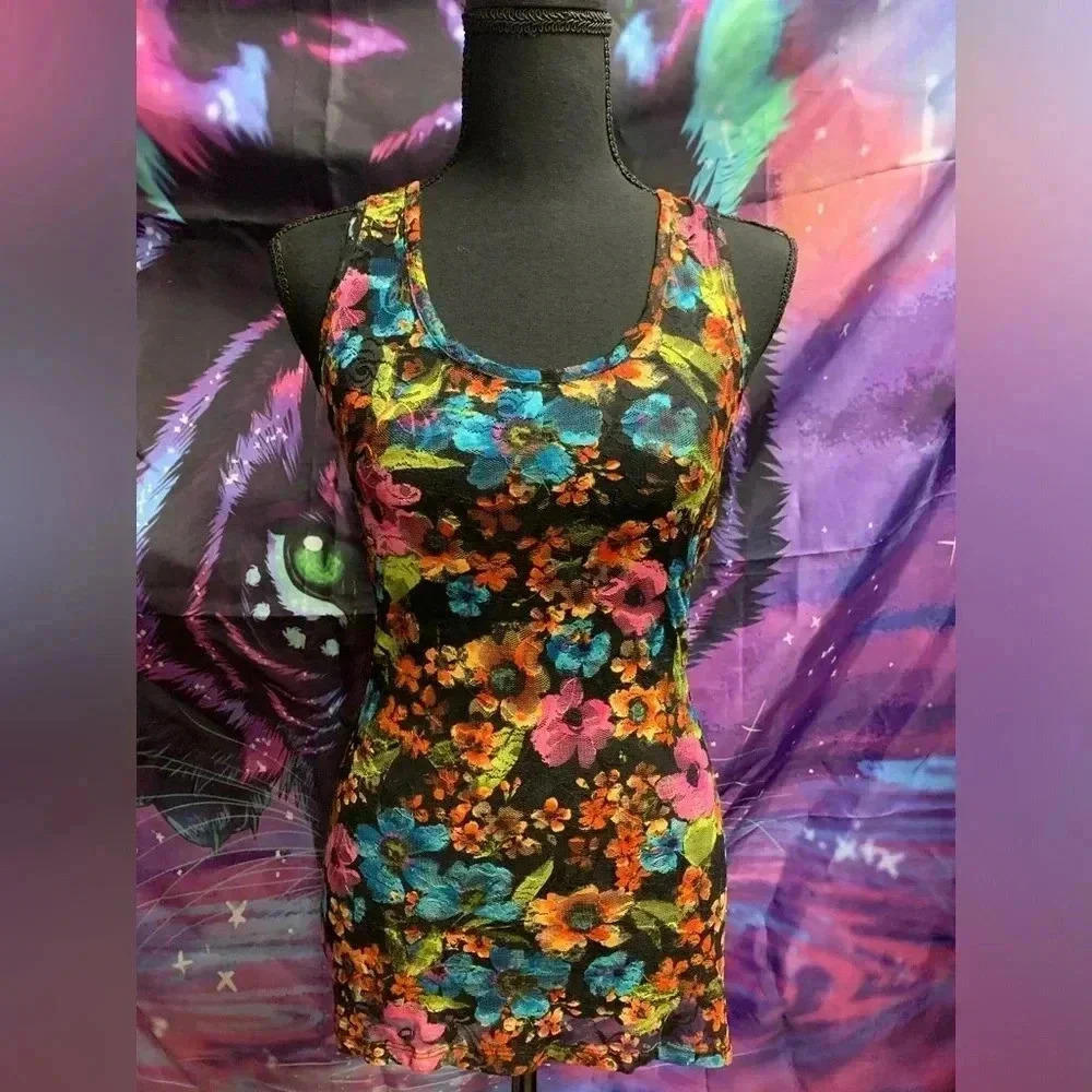 Floral mesh top